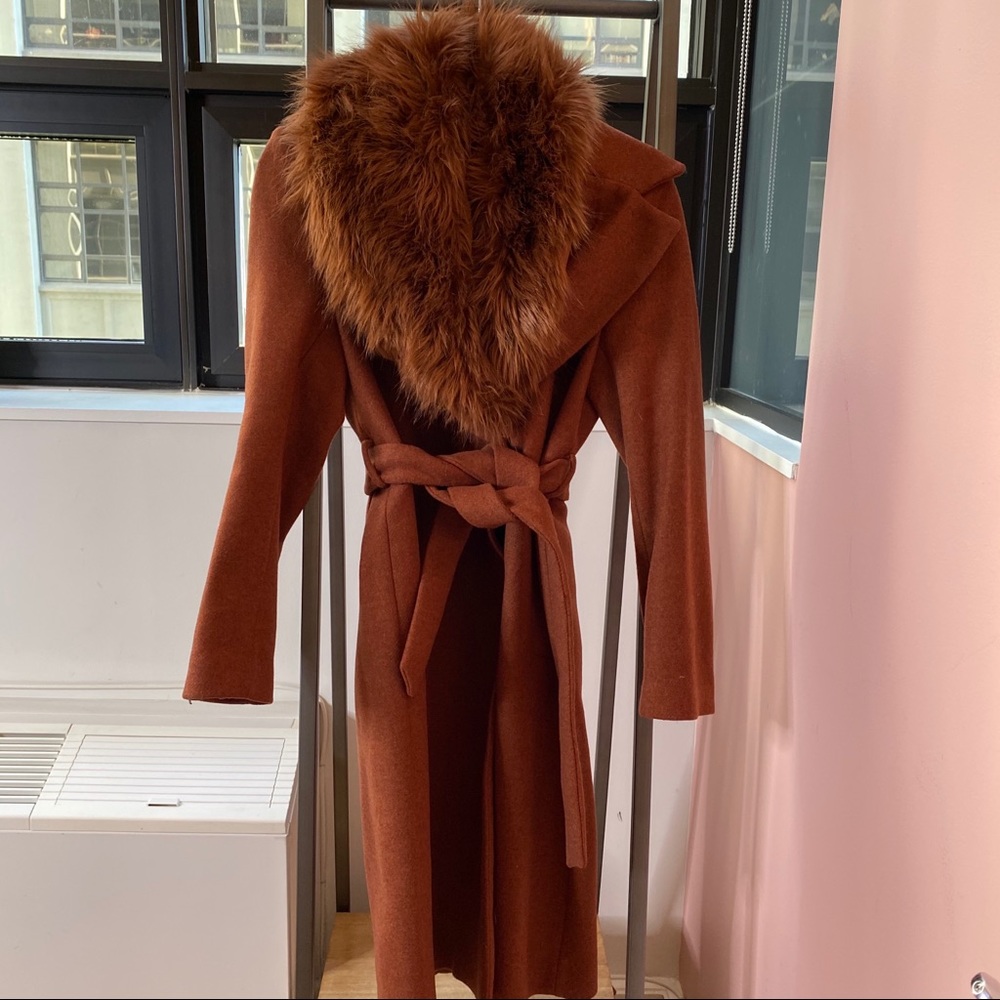 H&M Wool Blend Coat with Faux Fur Collar